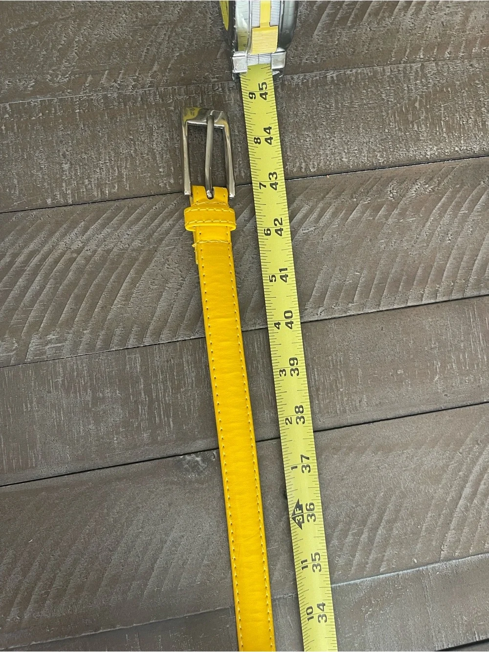 Slim Yellow Women's Leather Belt with Silver Buckle